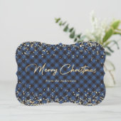 Parties scintillant d'or Bleu Buffalo Plaid Cartes (Debout devant)