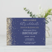 Parties scintillant d'or Bleu Double Invitation de (Debout devant)