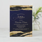 Parties scintillant d'or bleu Invitation de fête d (Debout devant)