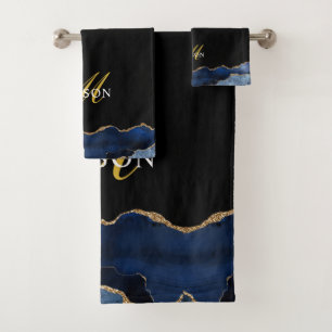 Parties scintillant d'or bleu marine moderne Agate