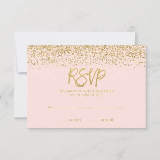 Parties scintillant d'or Blush Rose moderne RSVP (Devant)