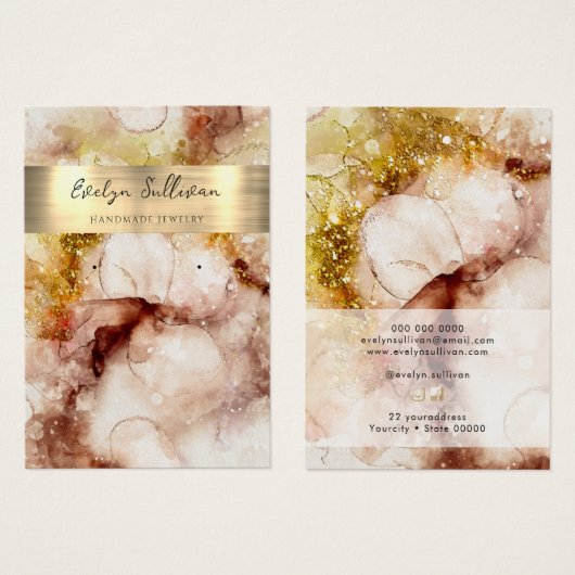 parties scintillant d'or Brown  aquarelle bijoux (Devant & derrière)