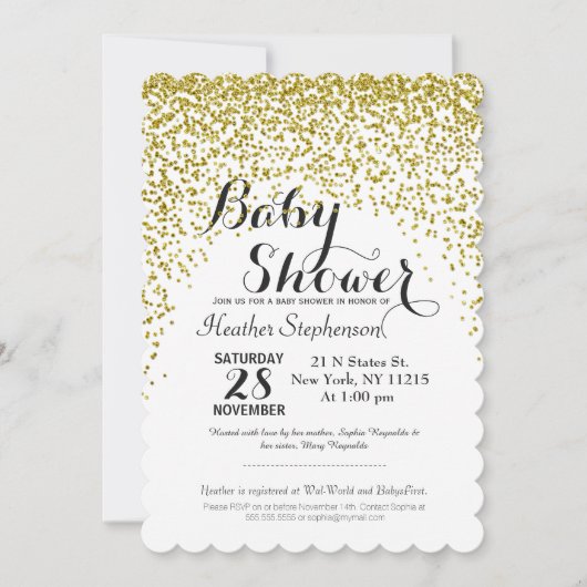 Parties scintillant d'or Confetti Invitations de d (Devant)