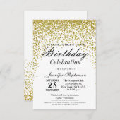 Parties scintillant d'or Confetti Invitations de f (Devant / Derrière)