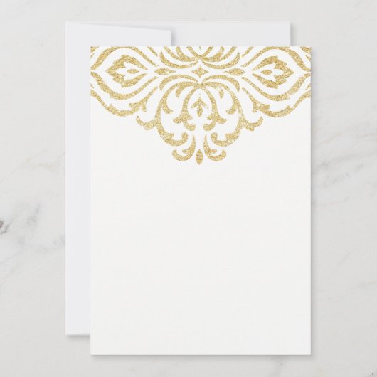 Parties scintillant d'or Damask Baptême Invitation (Dos)