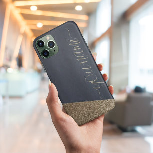 Parties scintillant d'or de la marine coques iphon