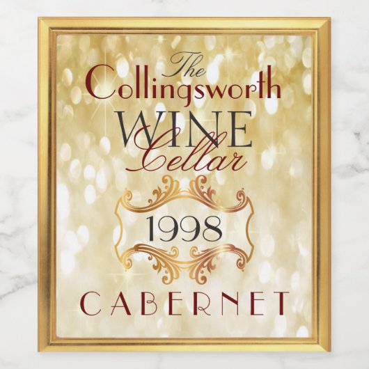 Parties scintillant d'or Élégant Étiquette de vin  (Étiquettes simples)