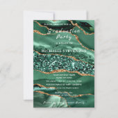Parties scintillant d'or Emerald Green Invitation  (Devant)