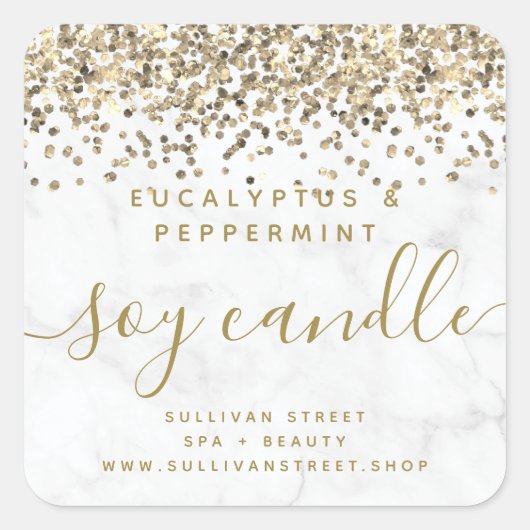 Parties scintillant d'or en marbre Soy Étiquette (Devant)