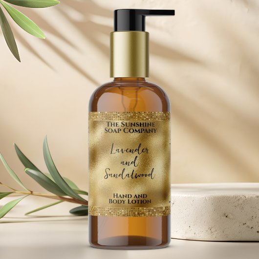 Parties scintillant d'or et Étiquette de bouteille