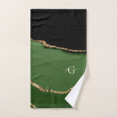 Parties scintillant d'or et Monogramme d'âge vert (Serviette à main)
