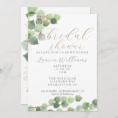 Parties scintillant d'or Eucalyptus Invitation de  (Devant / Derrière)