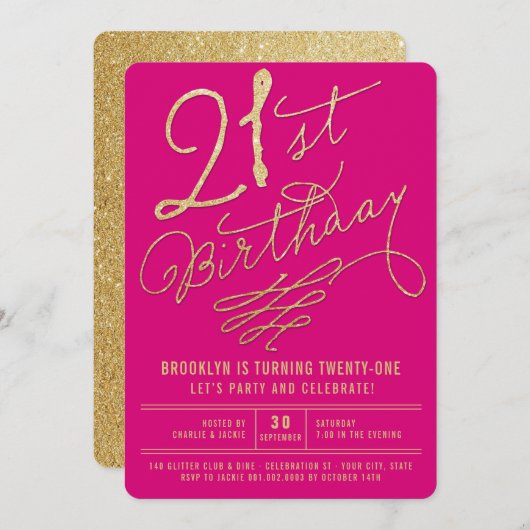 Parties scintillant d'or Glam Invitation de fête d (Devant / Derrière)