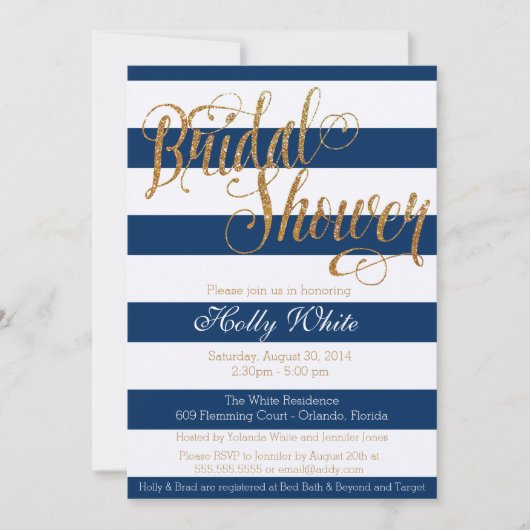 Parties scintillant d'or Invitation à la douche nu (Devant)