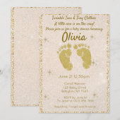 Parties scintillant d'or Invitation Baby shower (Devant / Derrière)