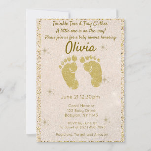 Parties scintillant d'or Invitation Baby shower