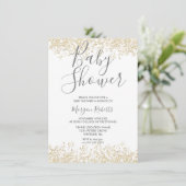 Parties scintillant d'or Invitation Baby shower mo (Debout devant)