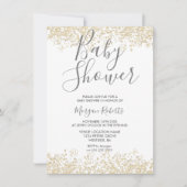 Parties scintillant d'or Invitation Baby shower mo (Devant)