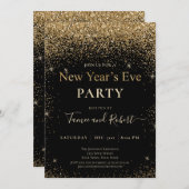 Parties scintillant d'or Invitation du Nouvel An (Devant / Derrière)