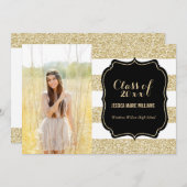 Parties scintillant d'or Invitations de la partie (Devant / Derrière)