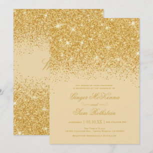 Parties scintillant d'or Invitations de mariage