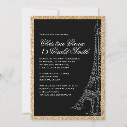 Parties scintillant d'or Invitations de mariage de (Devant)