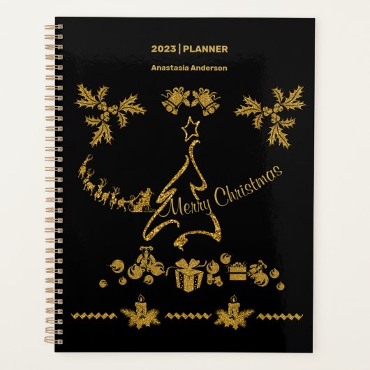 Parties scintillant d'or Joyeux Noël, Père Noël (Devant)