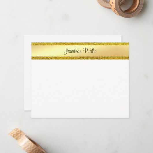 Parties scintillant d'or Modèle de nom de script m (Devant/Arrière en situation)