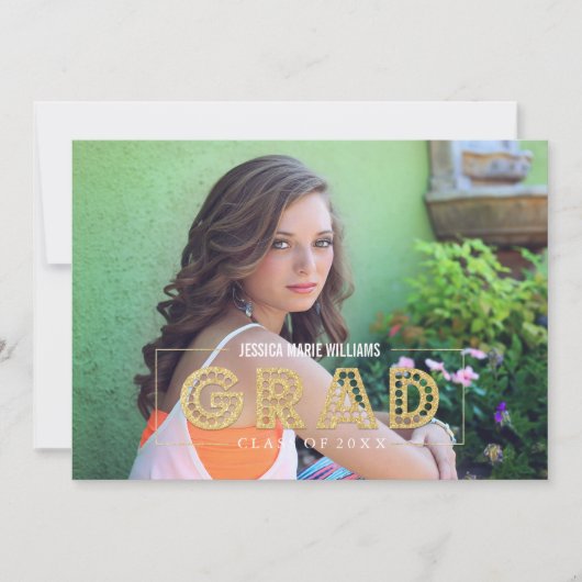 Parties scintillant d'or moderne Invitations de gr (Devant)