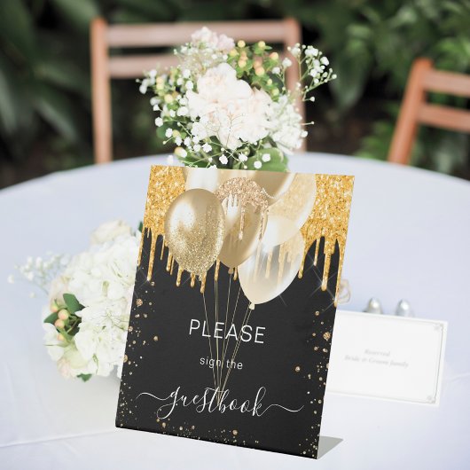 Parties scintillant d'or noir gouttes signe du liv