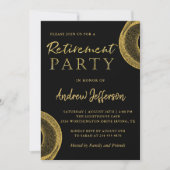 Parties scintillant d'or noir moderne Invitation d (Devant)