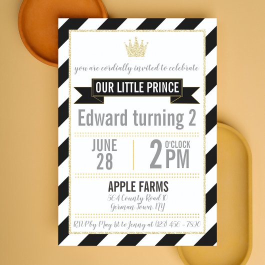 Parties scintillant d'or noir Prince Invitation d'
