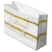 Parties scintillant d'or Nom Confetti - Grand sac (Devant Angle)
