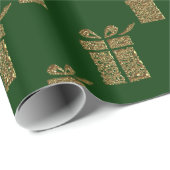 Parties scintillant d'or Papier cadeau de Noël (Coin rond)