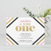 Parties scintillant d'or première invitation anniv (Debout devant)