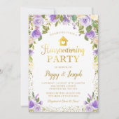 Parties scintillant d'or Purple Floral Invitation  (Devant)