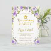 Parties scintillant d'or Purple Floral Invitation  (Debout devant)
