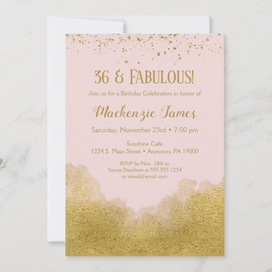 Parties scintillant d'or rose Confetti Invitation  (Devant)