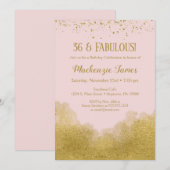 Parties scintillant d'or rose Confetti Invitation  (Devant / Derrière)