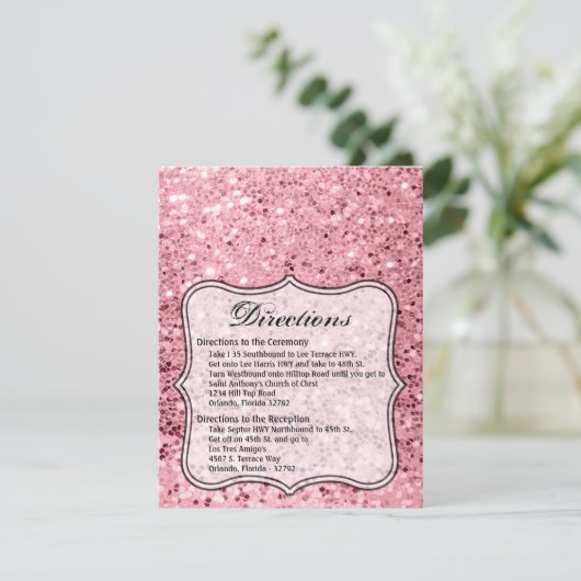 parties scintillant d'or Rose de carte de directio (Debout devant)