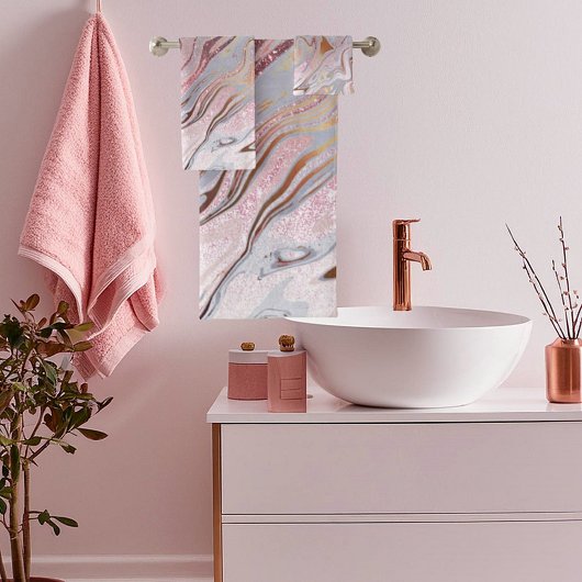 parties scintillant d'or rose et marbre