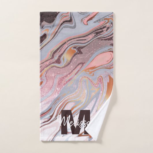 parties scintillant d'or rose et marbre (Serviette à main)