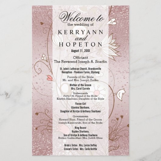 Parties scintillant d'or Rose floral - Programme (Devant)