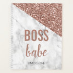 Parties scintillant d'or Rose personnalisée | Bébé<br><div class="desc">Boss Babe Rose Gold Girly Parties scintillant rose avec marbre plus un modèle pour votre nom. Le coque parfait quand votre patron et un bébé.</div>