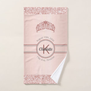 parties scintillant d'or rose rose monogramme bébé