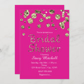 Parties scintillant d'or rose vif Invitation de do (Devant / Derrière)