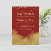 Parties scintillant d'or rouge Confetti Invitation (Debout devant)