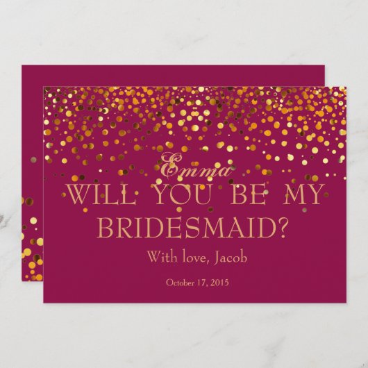 Parties scintillant D'Or Serez-Vous Mon Invitation (Devant / Derrière)