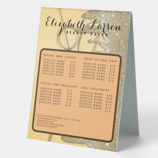 Parties scintillant d'or Signe de table de salon d (Recto)