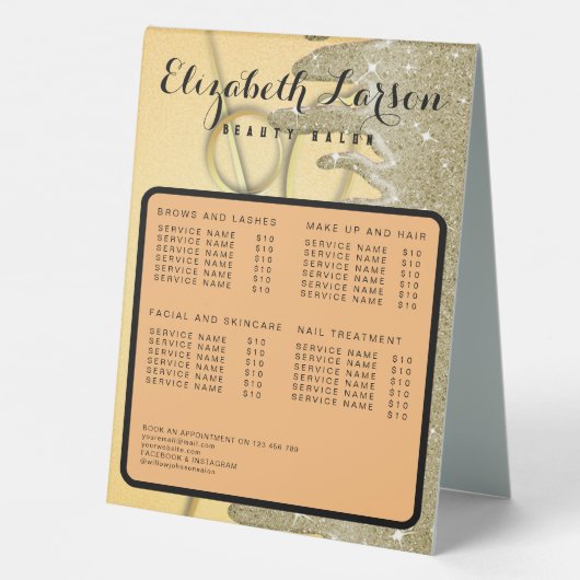 Parties scintillant d'or Signe de table de salon d (Verso)